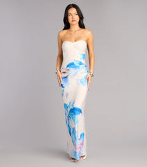 Soft Focus Muse Floral Lace-Up Maxi Tube Dress