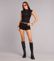 Clean Slate Mesh Mock Neck Top