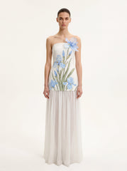 Floral One Shoulder Maxi Dress - White