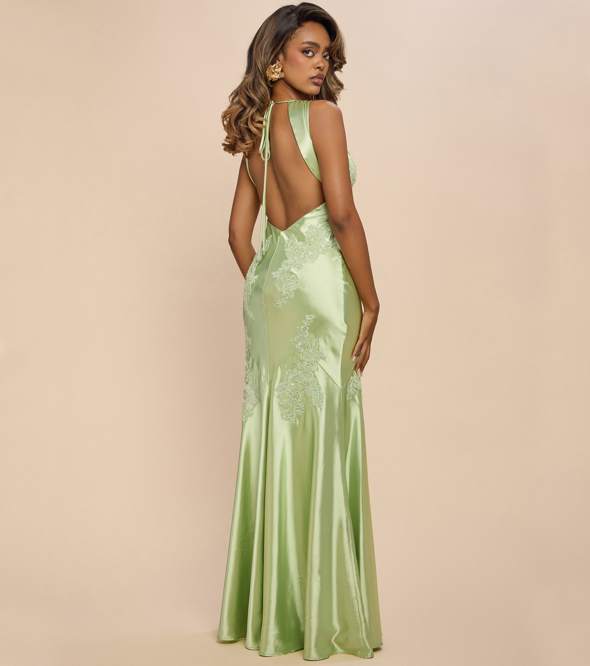 Rachel Satin Open Back Formal Dress