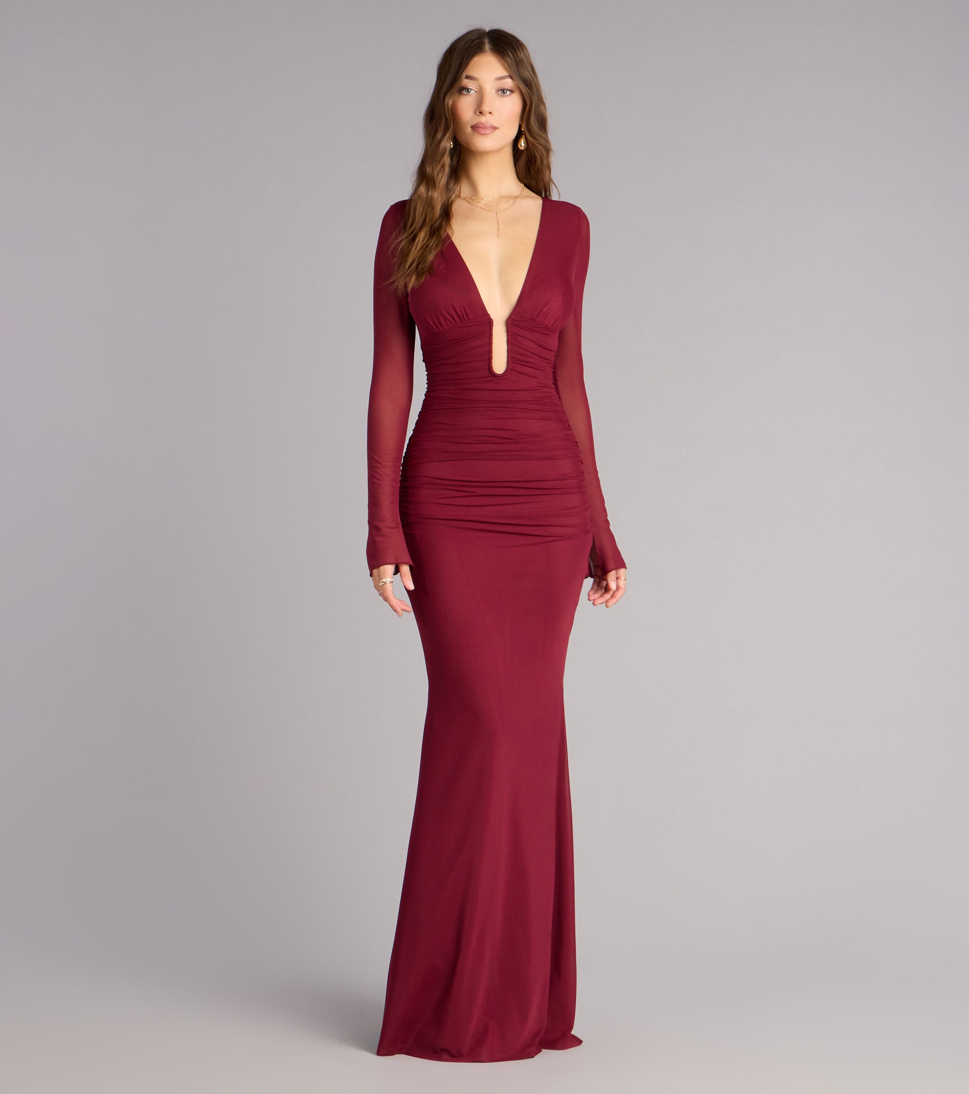 Eileen Mesh Long Sleeve Mermaid Formal Dress