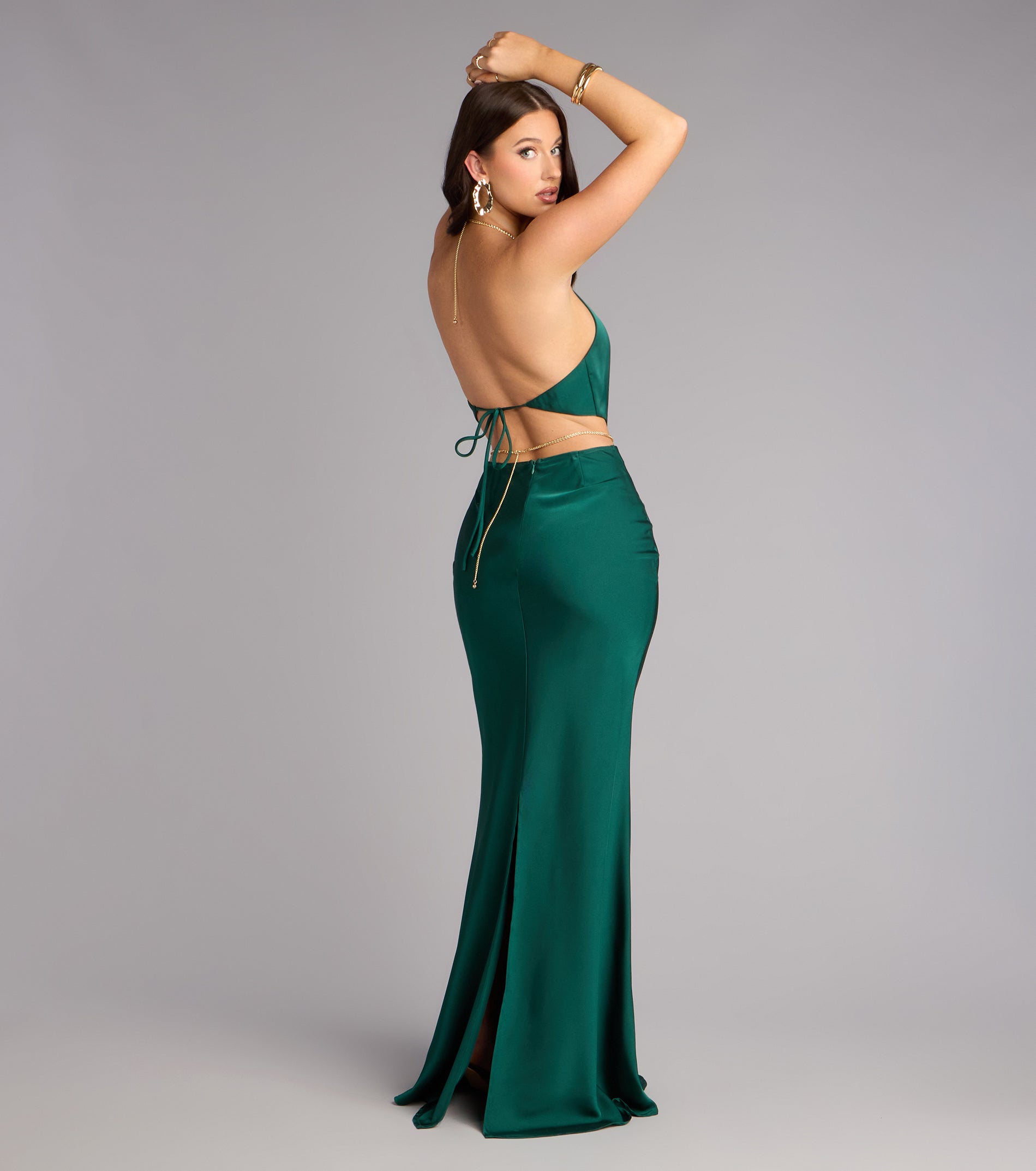 Patricia Satin Chain Column Formal Dress