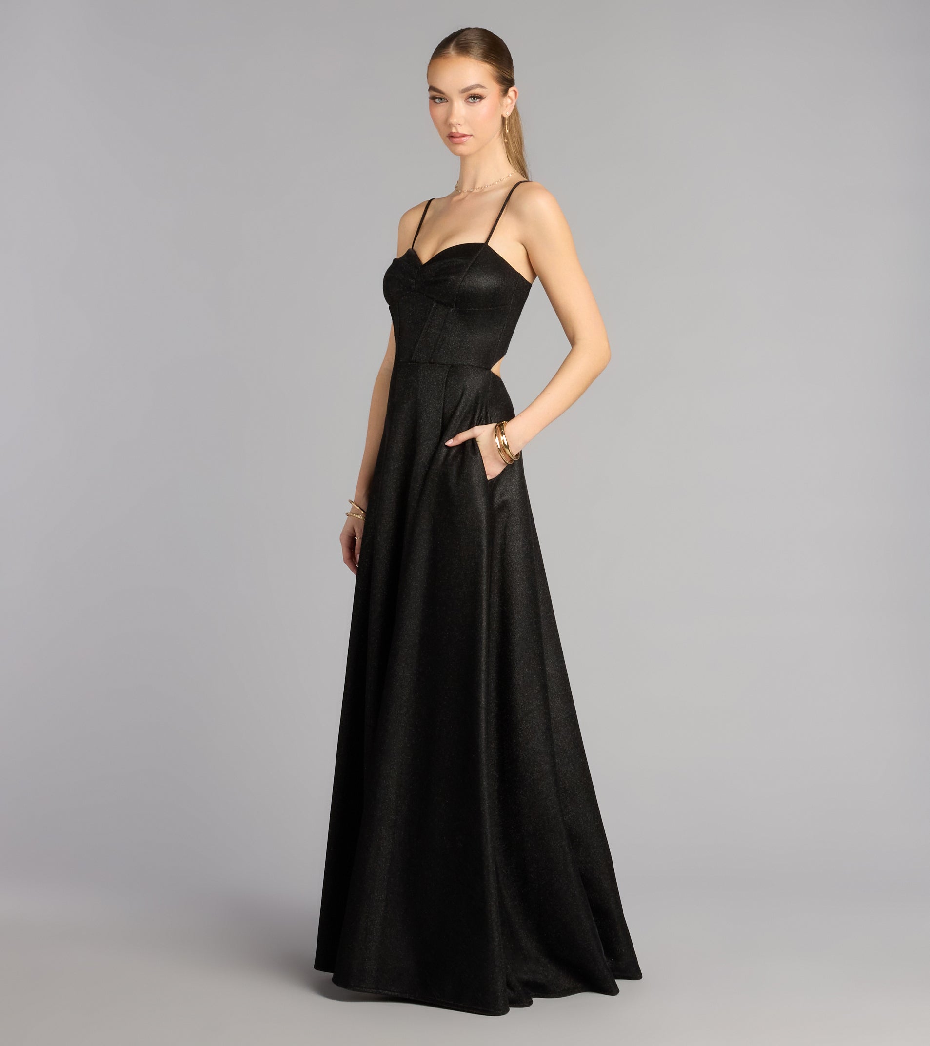 Leyla Glitter Woven A-Line Dress