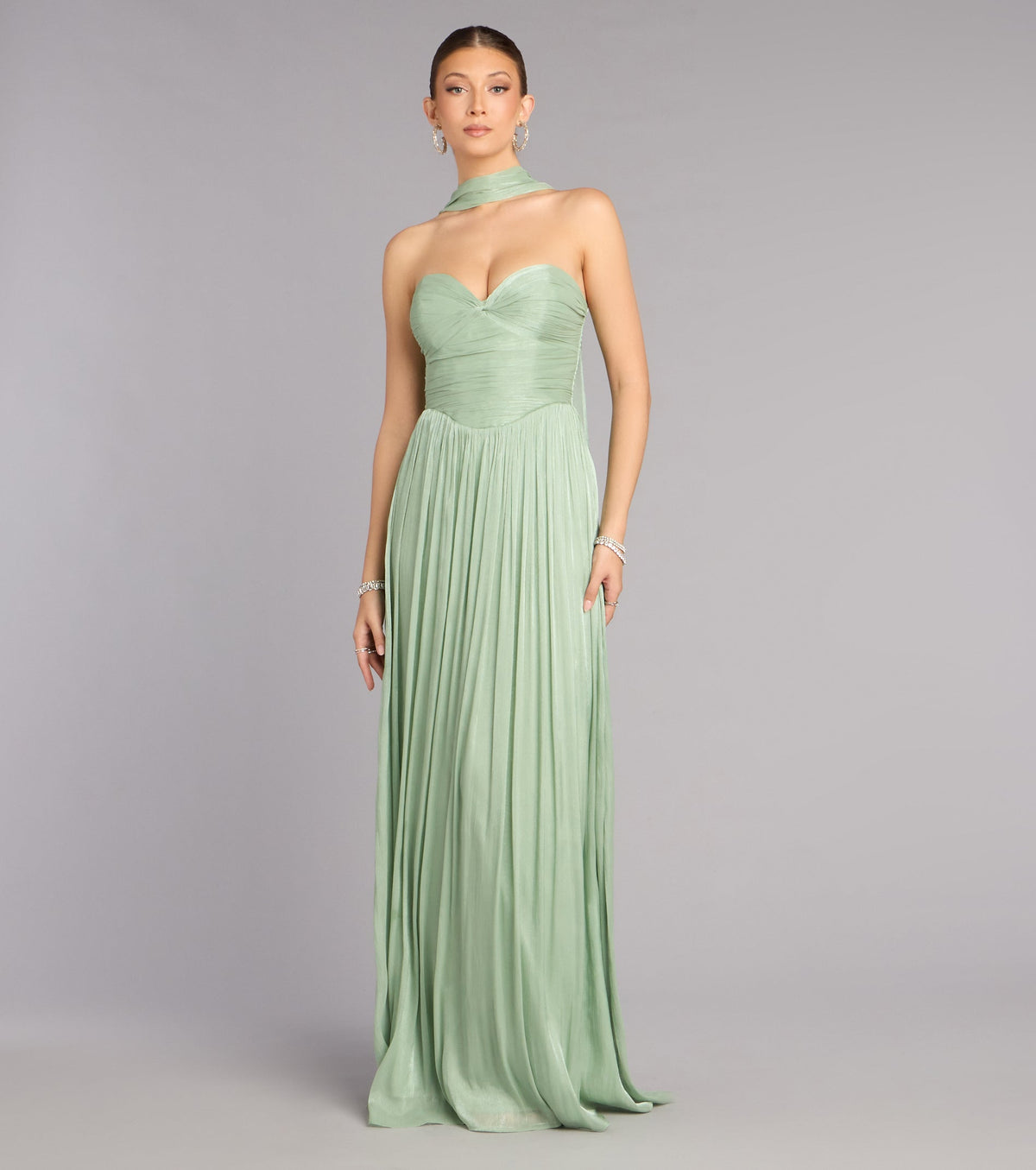 Serena Chiffon Formal Dress With Scarf