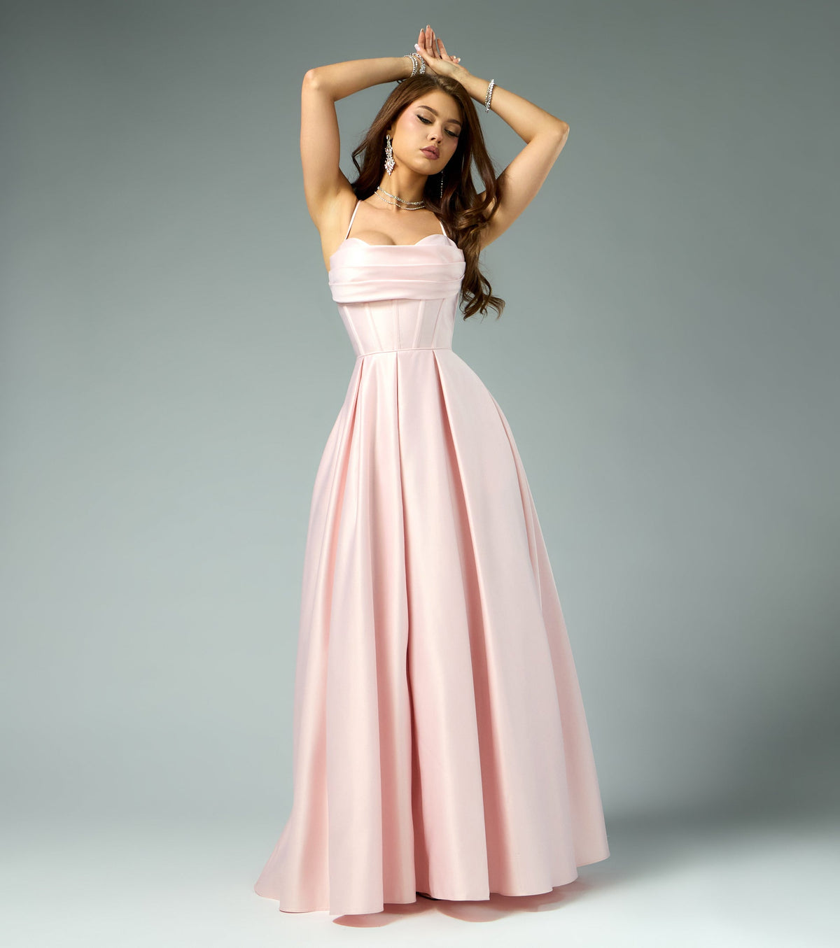 Kayce Satin Corset Lace-Up Ball Gown