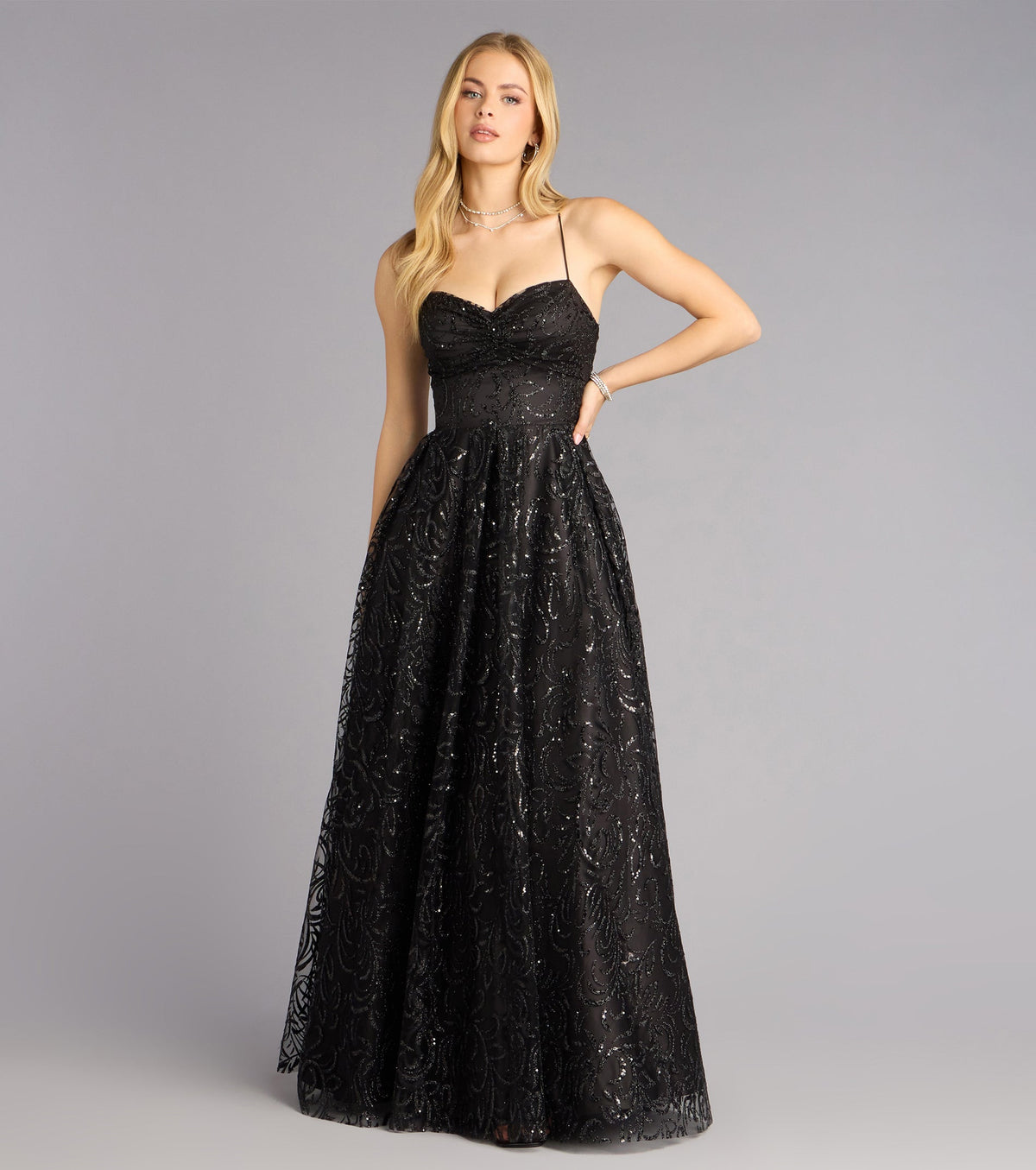 Maizie Glitter A-Line Ball Gown