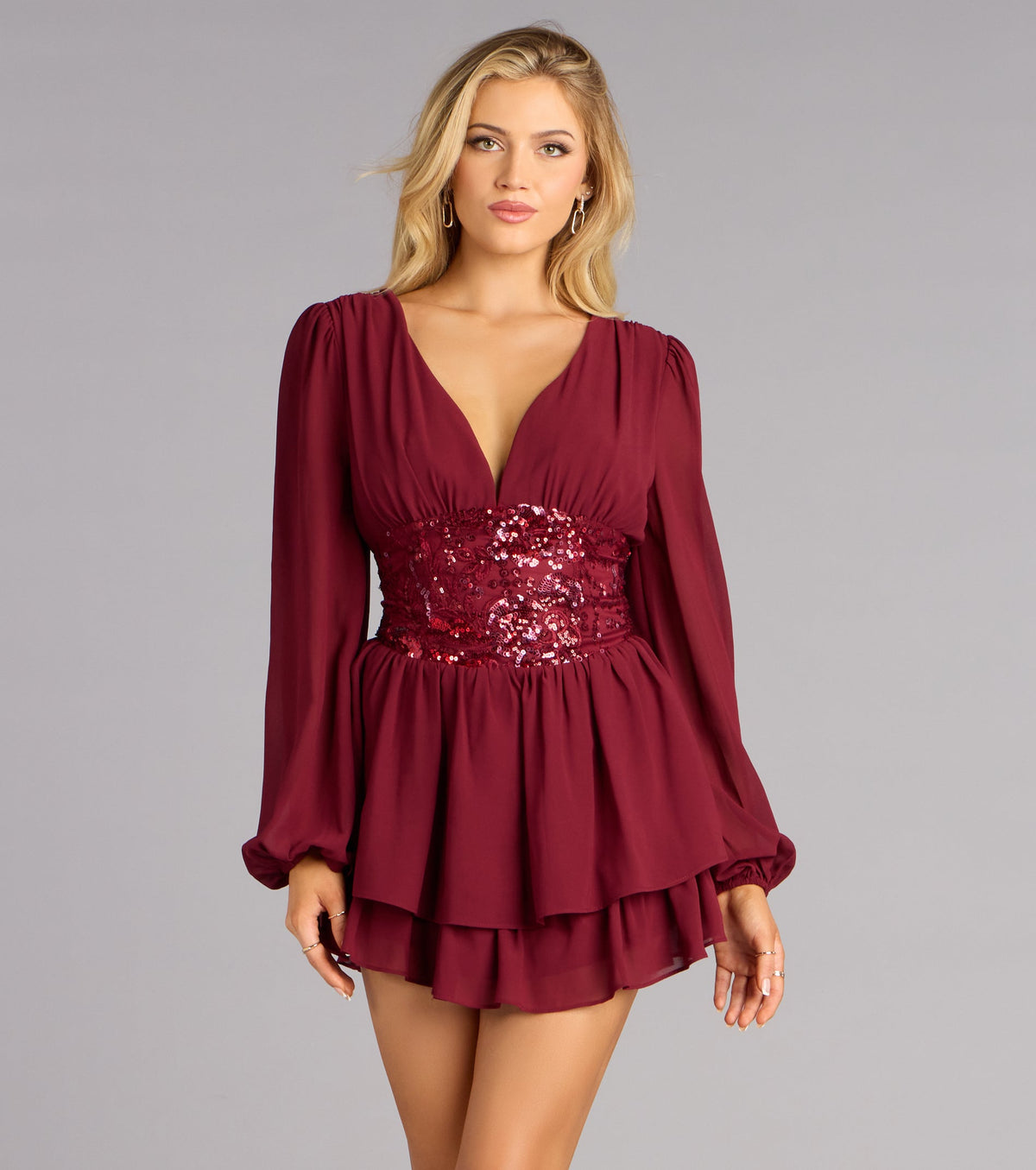Enchanted Glow Embroidered Chiffon Dress