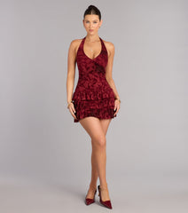 Soft Spotlight Halter Skater Dress