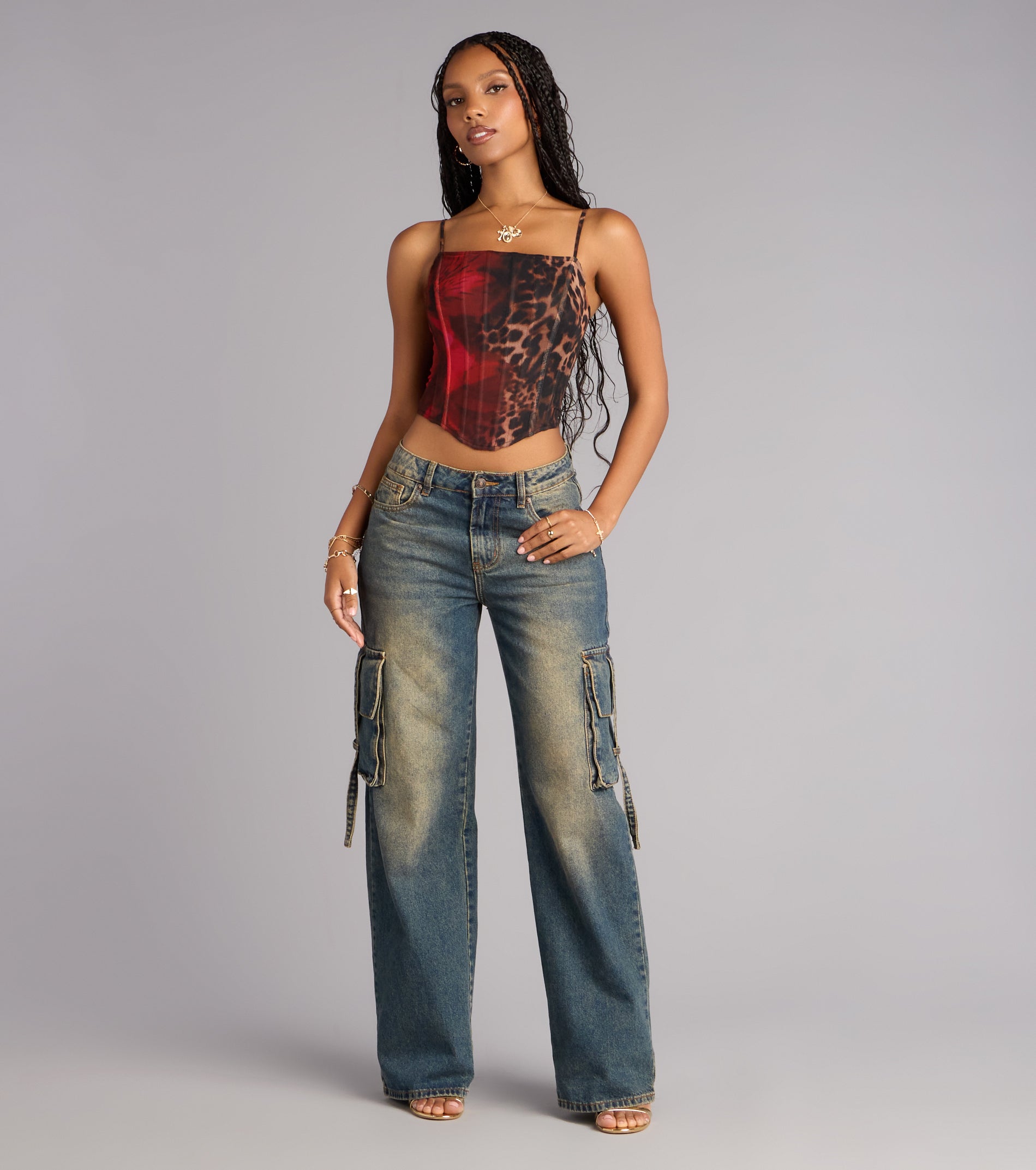 Wild At Heart Floral Leopard Bustier
