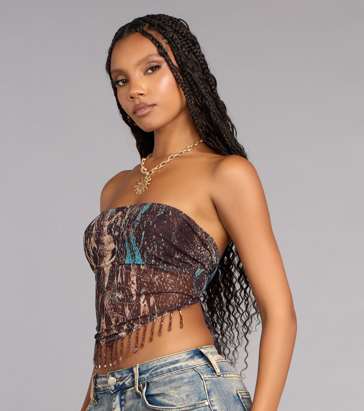 Late Night Plans Abstract Crop Top
