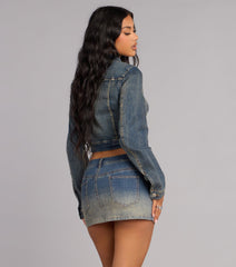 Fast Lane Cool Moto Denim Crop Jacket