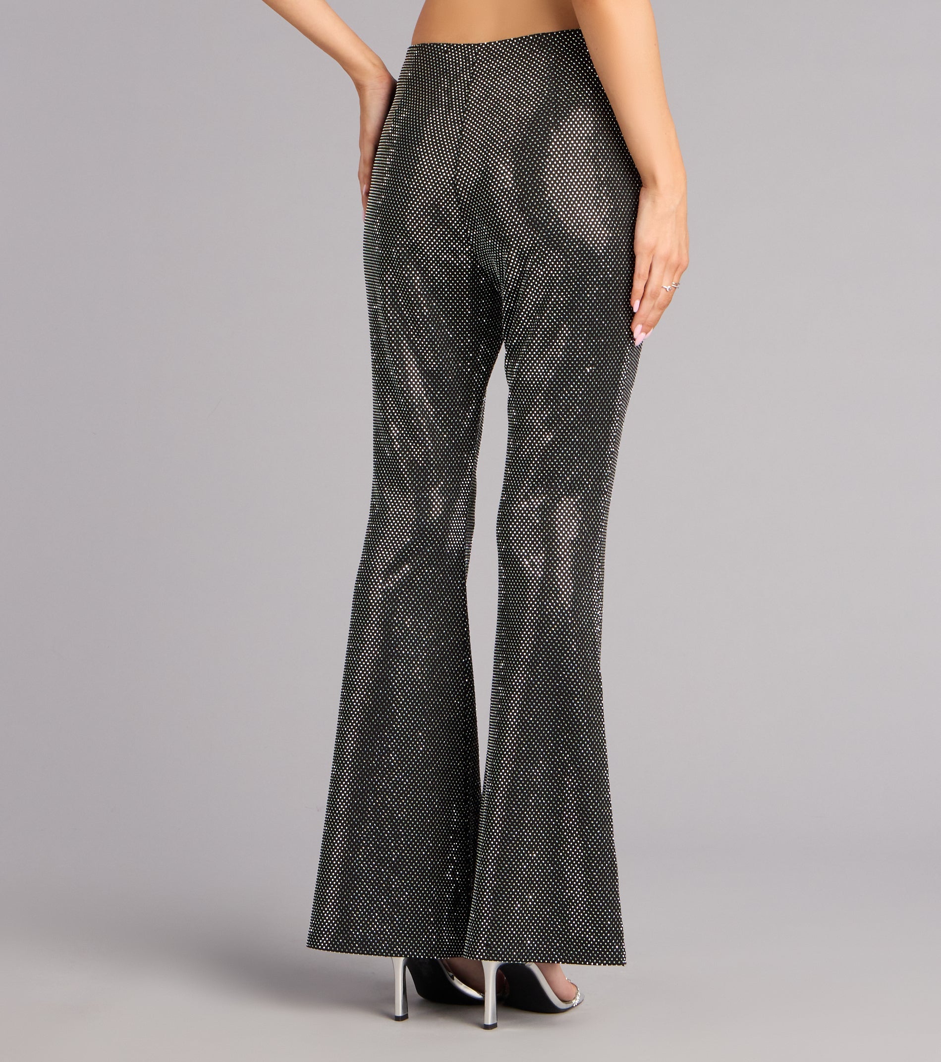 Midnight Spark Rhinestone Flare Pants
