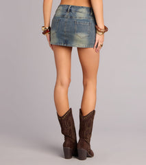 Low Key Styled Mid-Rise Denim Mini Skort