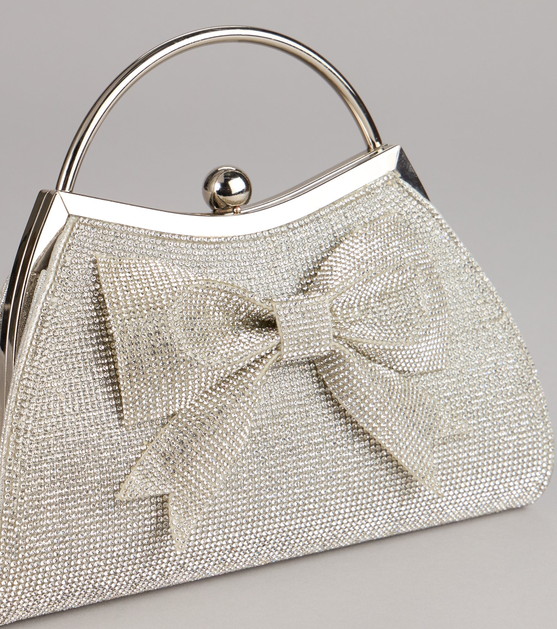 All Dressed Up Rhinestone Bow Handle Clutch
