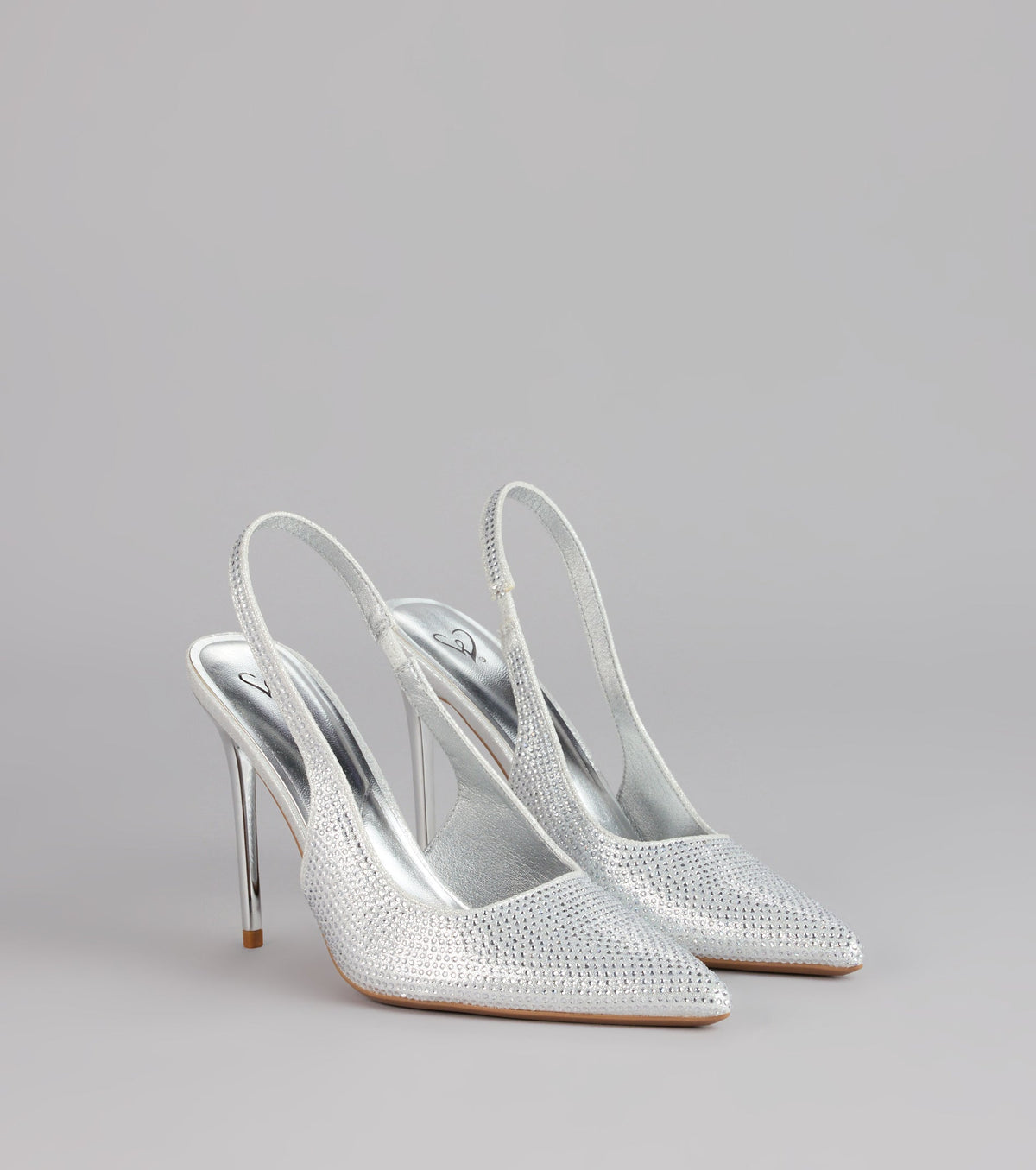 Glam Line Rhinestone Slingback Pumps