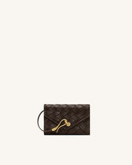 Celeste Woven Textured Envelope Wallet - Chocolate