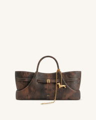 Maeve Dachshund Metal Charm Tote Bag - Deep Coffee