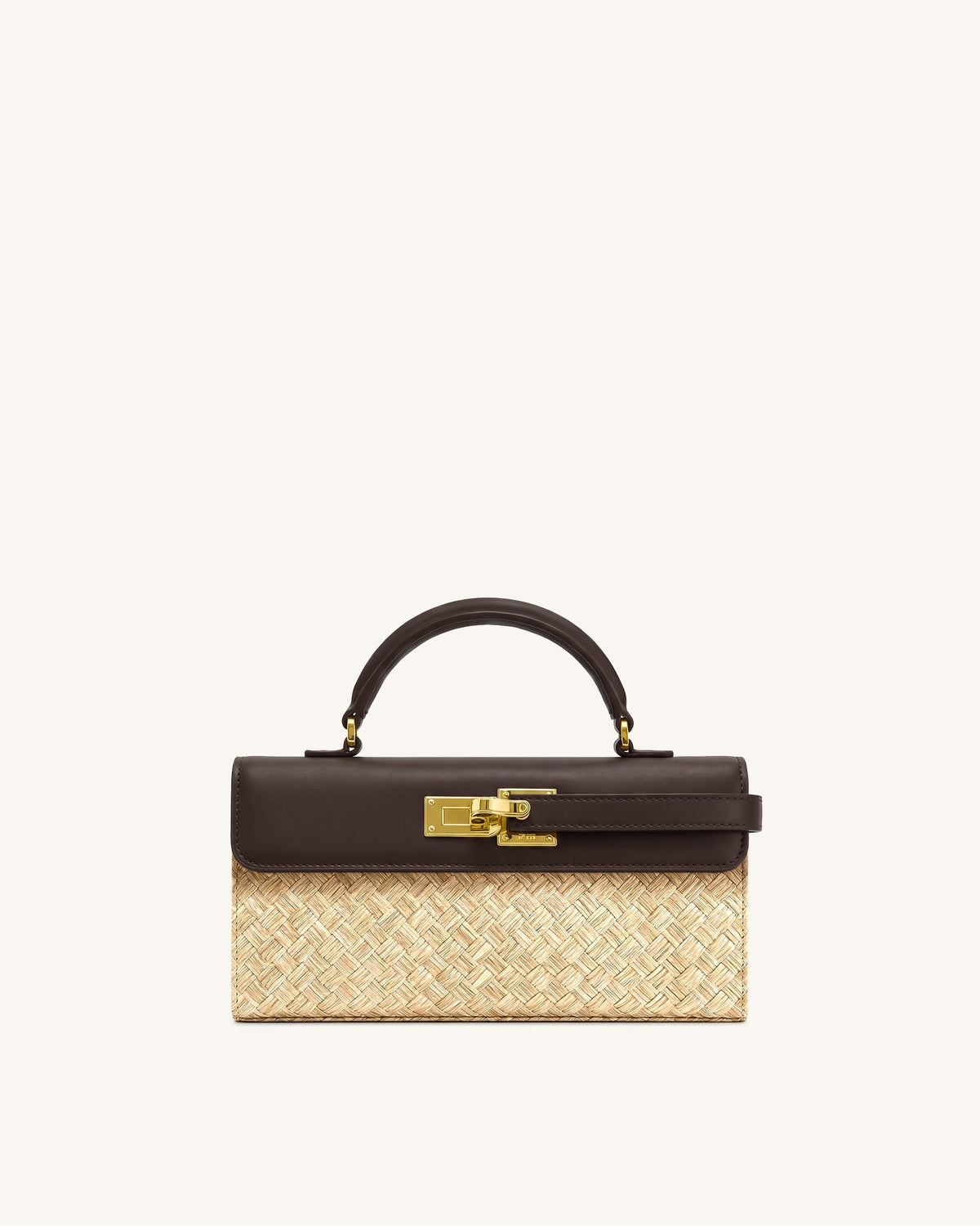 Keyla Faux Straw Top Handle Bag - Brown