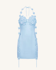 Floral Embellished Slip Mini Dress -Light Blue