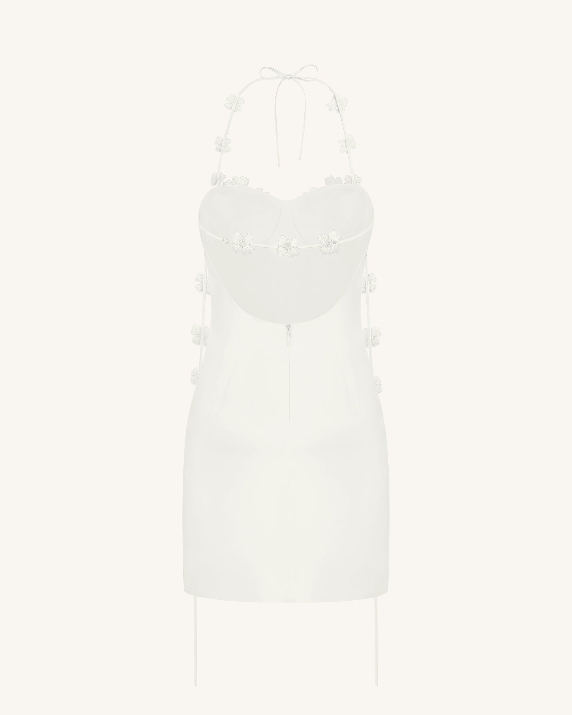 Floral Embellished Slip Mini Dress -White