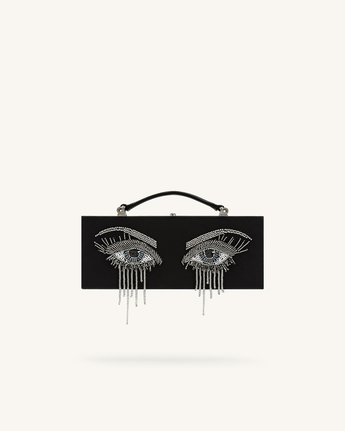 Vera Bead Decoration Rectangular Clutch Bag - Black