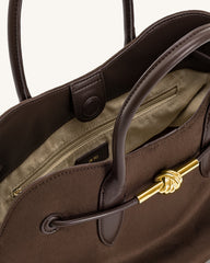 Adele Metal Rope Knot Tote Bag - Mocha Brown