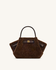 Hana Mini Faux Fur Tote Bag - Dark Brown