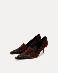 Hailey Suede Panel Pumps – Brown