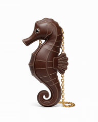Seahorse Shaped Crossbody Bag - Brown