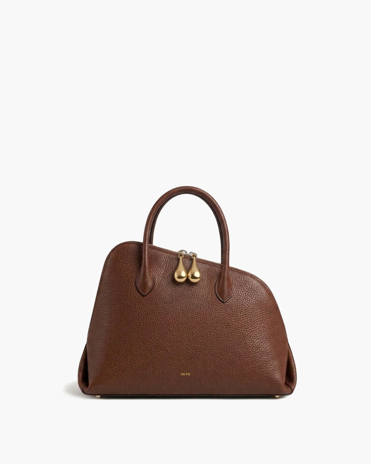 Pebbled Dome Top Handle Bag - Brown