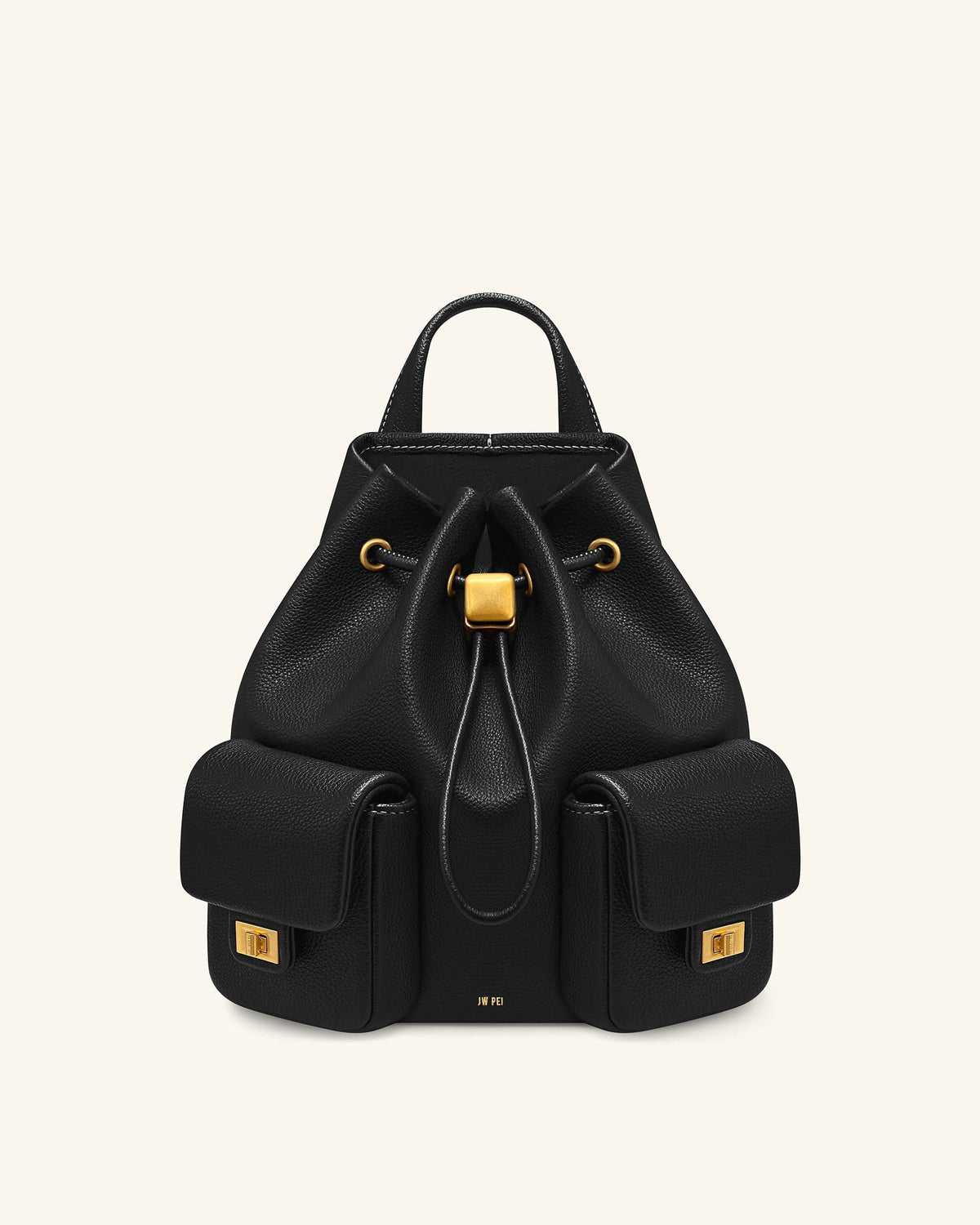 Avery Pebbled Drawstring Utility Backpack – Black